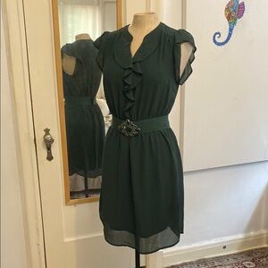 Elegant Green Ruffle Dress